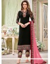 Faux Georgette Embroidered Work Designer Straight Suit