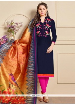 Cotton Embroidered Work Churidar Suit