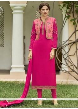 Hot Pink Faux Georgette Jacket Style Suit