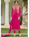 Hot Pink Faux Georgette Jacket Style Suit