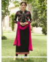 Faux Georgette Embroidered Work Jacket Style Suit