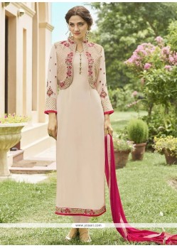 Embroidered Work Peach Jacket Style Suit