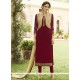 Maroon Faux Georgette Jacket Style Suit