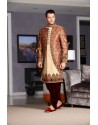 Maroon Banarasi Silk Dhoti Style Sherwani