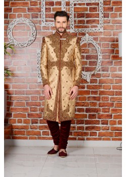 Glamorous Golden Partry Wear Sherwani