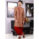 Impressive Jacquard Red Dhoti Style Sherwani