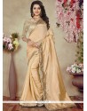 Beige Patch Border Work Traditional Saree