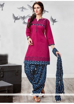 Magenta Embroidered Work Punjabi Suit
