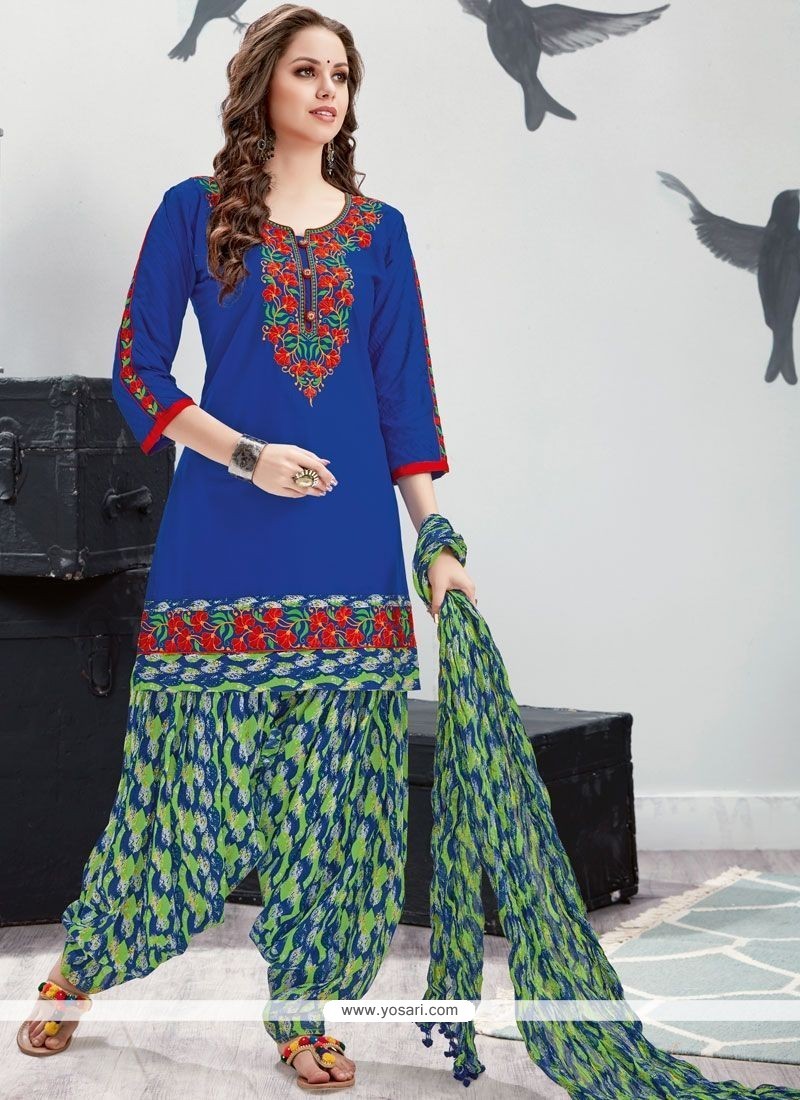 Blue Cotton Punjabi Suit