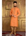 Sterling Peach Banarasi Silk Kurta Pajama
