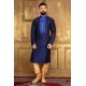 Ethnic Navy Blue Banarasi Silk Kurta Pajama