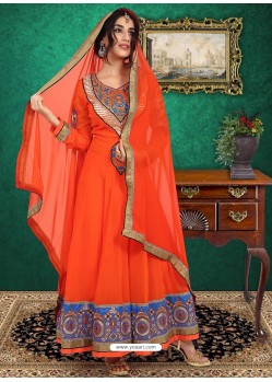 Orange Georgette Anarkali Suit