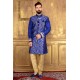 Incredible Blue Jacquard Embroidered Sherwani