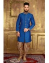 Incredible Blue Banarasi Silk Sherrwani