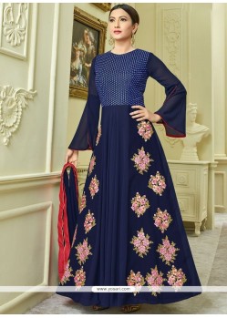 Gauhar Khan Navy Blue Floor Length Anarkali Suit
