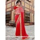 Faux Georgette Pink And Red Shaded Saree