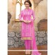 Pink Embroidered Work Cotton Satin Churidar Designer Suit