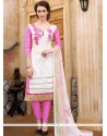 Pink And White Churidar Designer Suit