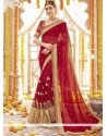 Red Resham Work Faux Georgette Classic Designer Saree