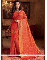 Woven Crepe Silk Traditional Designer Saree In Orange