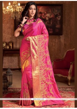 Woven Work Pink Designer Traditional Saree