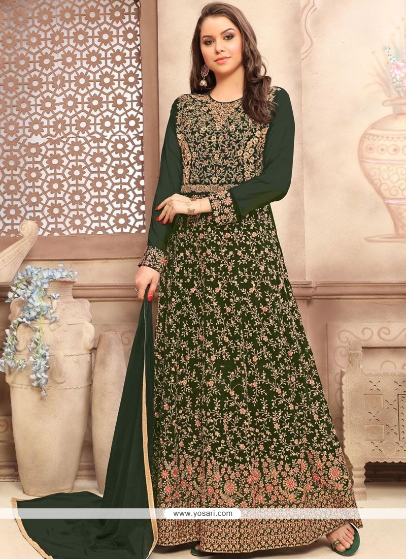 Green Floor Length Anarkali Suit