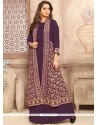Embroidered Faux Georgette Designer Suit In Purple