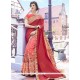 Maroon And Peach Designer Half N Half Saree