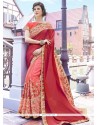 Maroon And Peach Designer Half N Half Saree