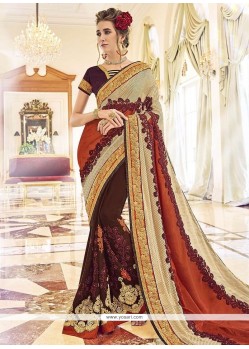 Faux Georgette Embroidered Work Shaded Saree
