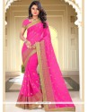 Embroidered Faux Georgette Classic Designer Saree In Pink