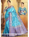Blue Weaving Work Art Raw Silk Designer Traditional Saree