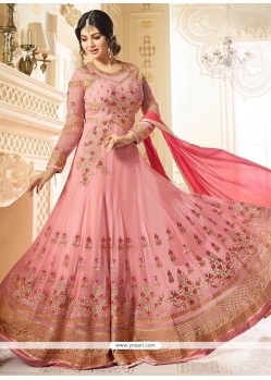 Ayesha Takia Pink Faux Georgette Resham Work Floor Length Anarkali Suit