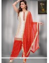 Lace Work Beige Raw Silk Readymade Suit