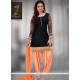 Black Lace Work Raw Silk Readymade Suit