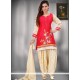 Print Work Red Readymade Suit