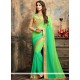 Green Patch Border Work Fancy Fabric Shaded Saree