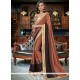 Faux Georgette Brown Shaded Saree