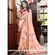 Patch Border Work Peach Classic Saree