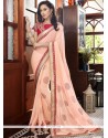 Patch Border Work Peach Classic Saree