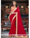 Faux Georgette Red Designer Saree