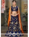 Navy Blue Resham Work Net Lehenga Choli