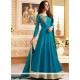 Banarasi Silk Blue Embroidered Work Floor Length Anarkali Suit