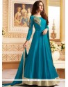 Banarasi Silk Blue Embroidered Work Floor Length Anarkali Suit