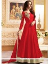 Red Banglori Silk Floor Length Anarkali Suit