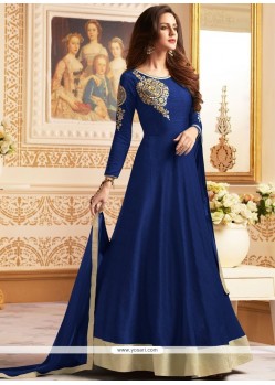 Patch Border Work Blue Banglori Silk Floor Length Anarkali Suit