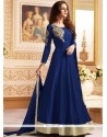 Patch Border Work Blue Banglori Silk Floor Length Anarkali Suit