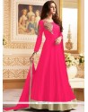 Hot Pink Banglori Silk Floor Length Anarkali Suit