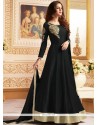 Black Embroidered Work Banglori Silk Floor Length Anarkali Suit