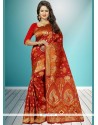 Art Silk Red Weaving Work Designer Traditional Saree